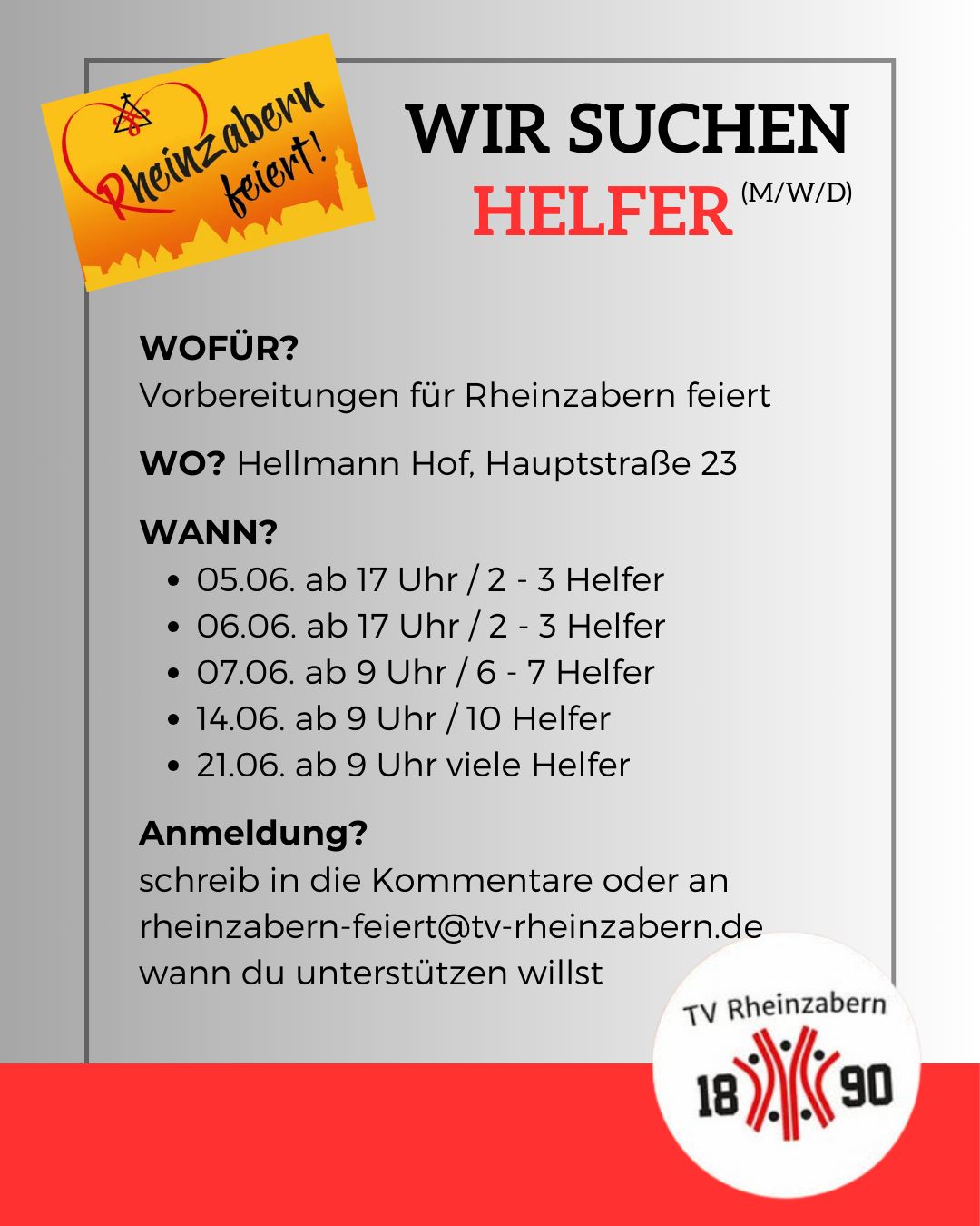 Helfer gesucht fürs Dorffest! 🛠️🎉